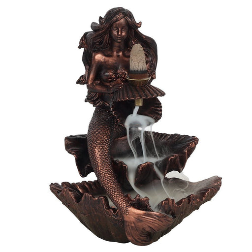 Bronze Effect Backflow Incense Burner - Mermaid - Something Different Gift Shop