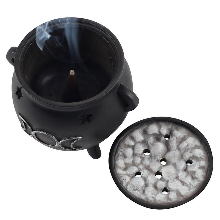 Cauldron Incense Cone Burner Triple Moon - Something Different Gift Shop