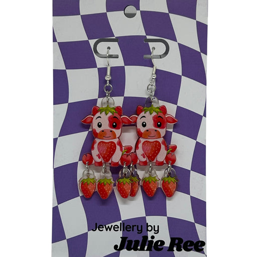 Julie Ree Earrings - Susie Strawberry Cow - Something Different Gift Shop