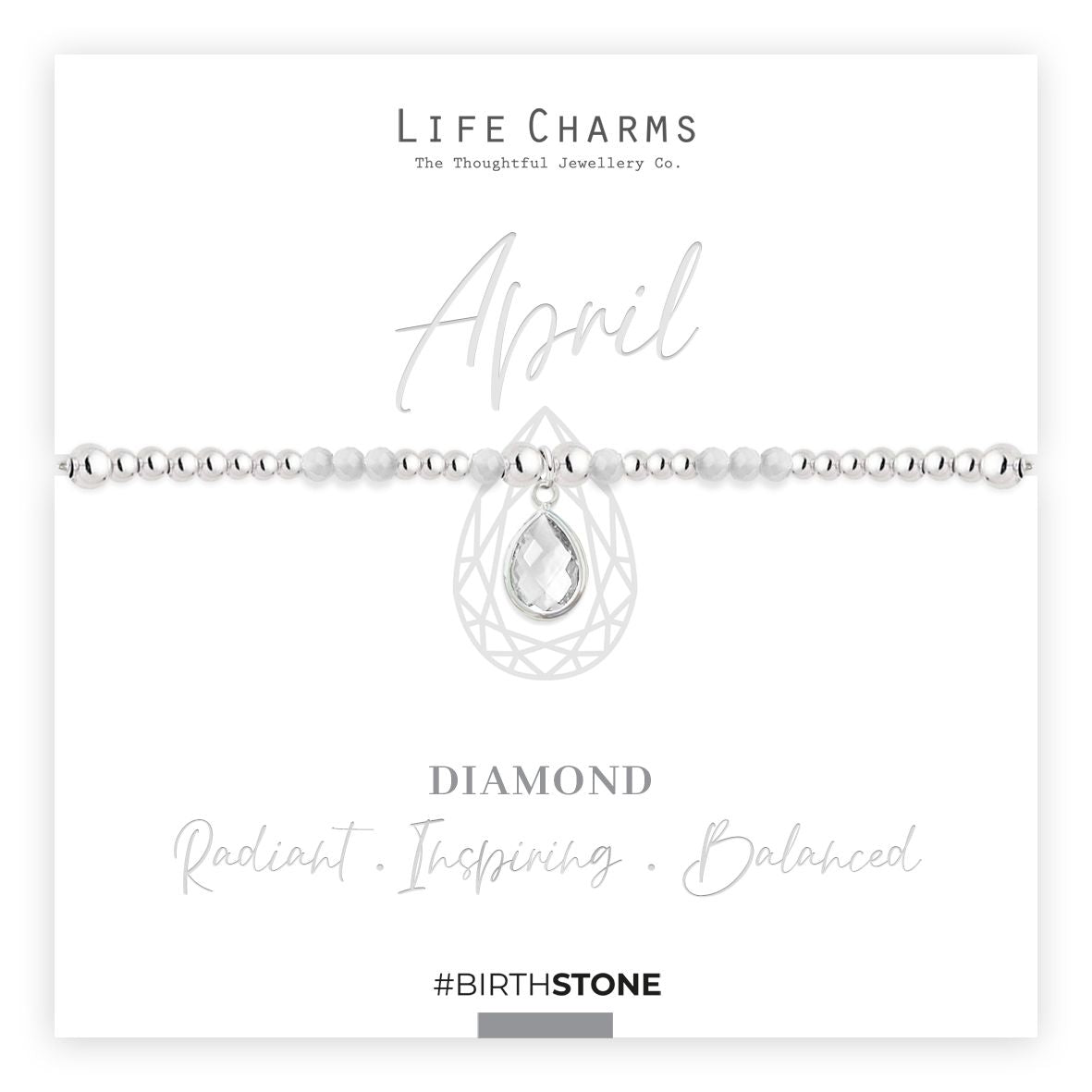 Life Charms Birthstone Bracelet - April - Something Different Gift Shop