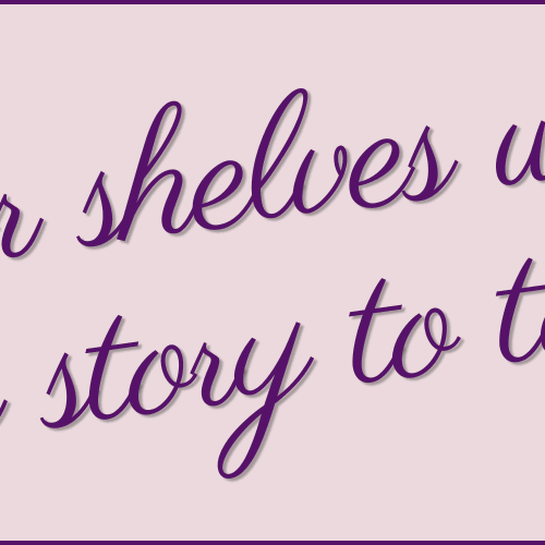 Literary book vases and floral shelf décor with the phrase For shelves with a story to tell