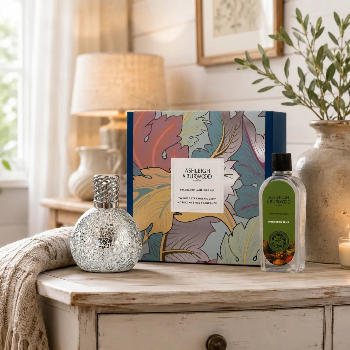 Ashleigh & Burwood fragrance lamps and gift sets in decorative mosaic glass designs