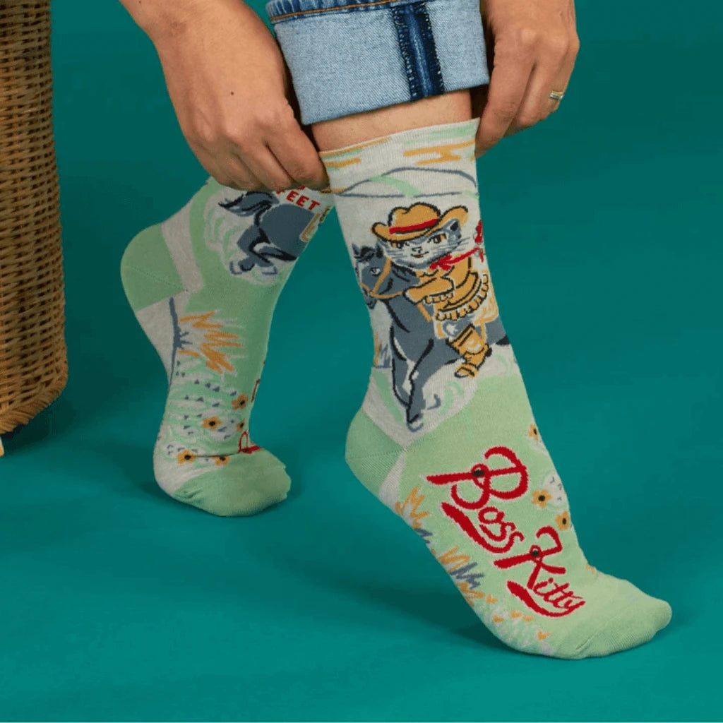 Lifestyle image of women's quirky socks from Blue Q