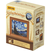 52TOYS QueSera Series Living Paintings blind box packaging featuring The Starry Night artwork