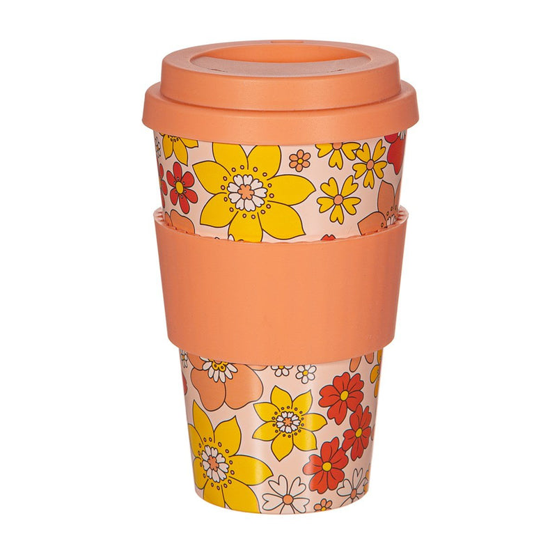 70's Floral Travel Coffee Cup - Something Different Gift Shop