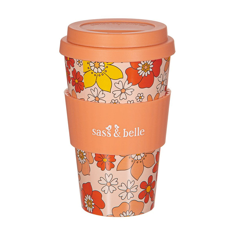 70's Floral Travel Coffee Cup - Something Different Gift Shop