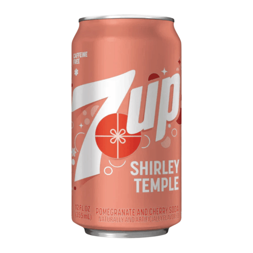7UP Shirley Temple American soda drink 355ml can with cherry and pomegranate flavour