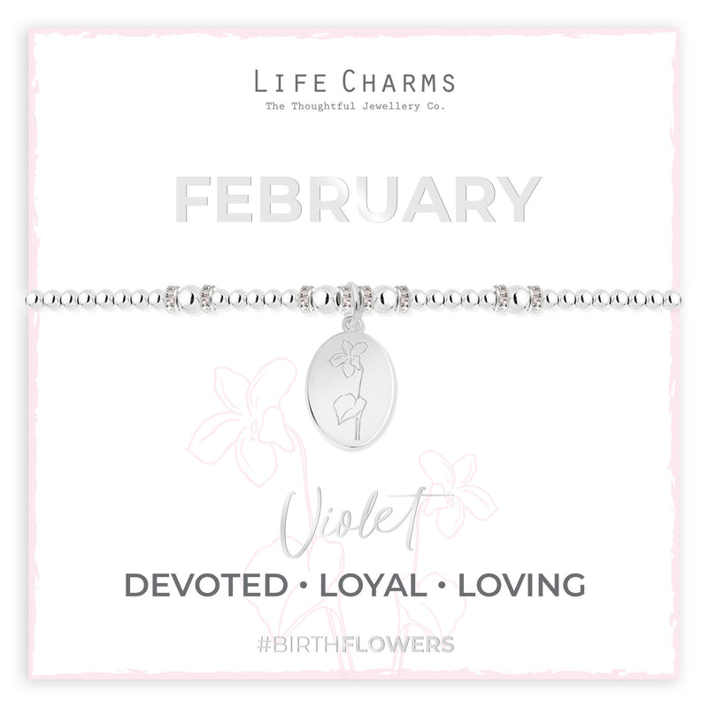 Life Charms Birth Flower Bracelet - February - Something Different Gift Shop