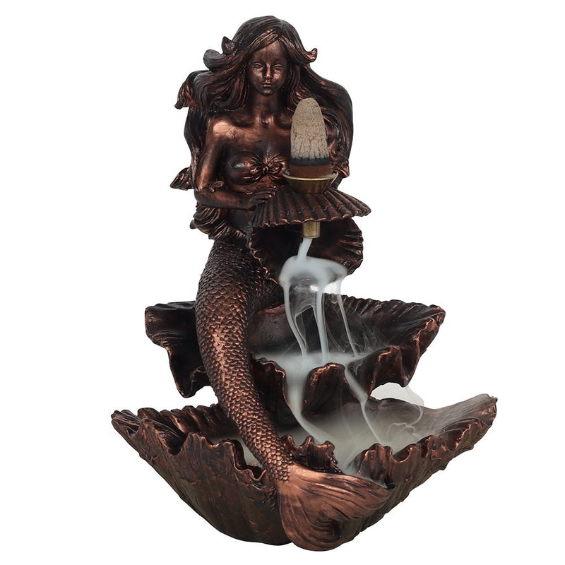 Bronze Effect Backflow Incense Burner - Mermaid