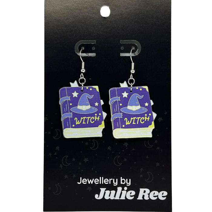 Julie Ree Earrings - Purple Spell Book