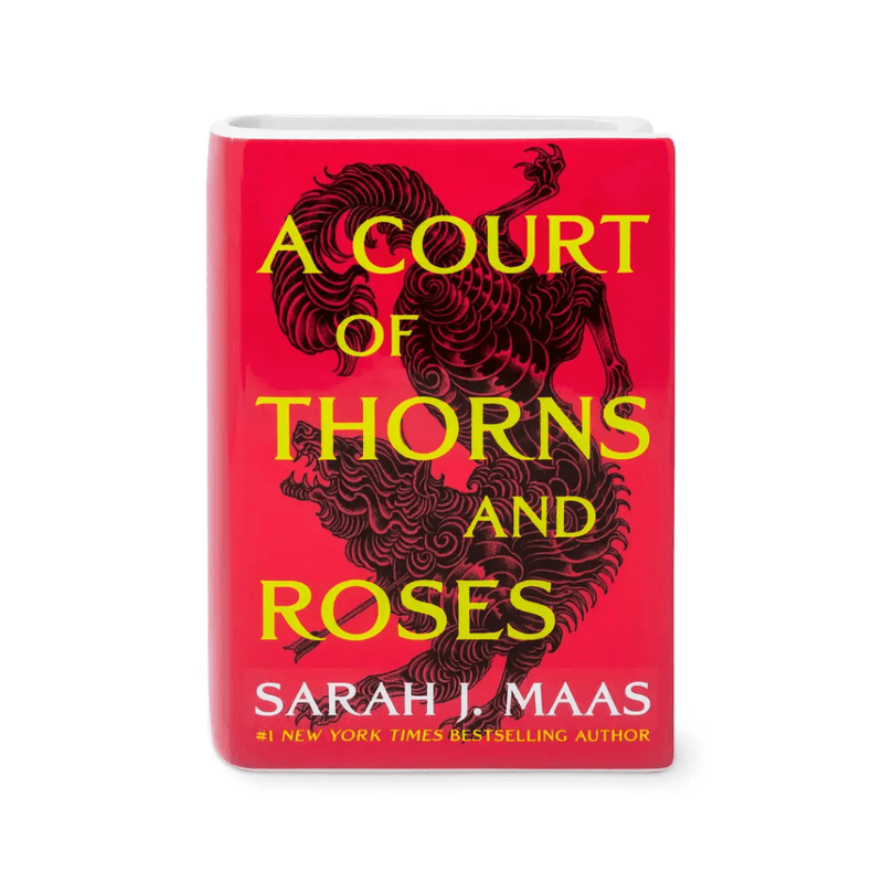 A Court of Thorns and Roses large ceramic book vase with red Sarah J Maas cover