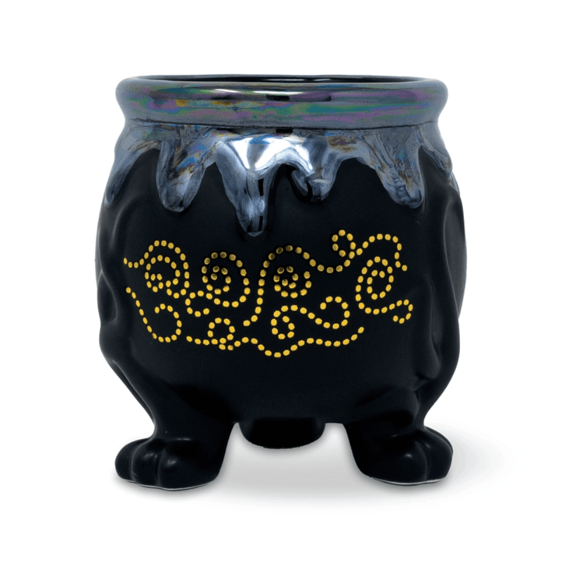 ACOTAR Cauldron ceramic vase with gold swirls and pearlescent dripping rim
