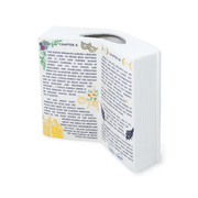 Angled view of ACOTAR ceramic open book vase showing illustrated pages and sculpted edges