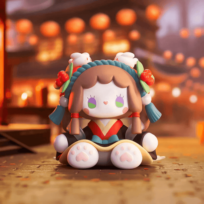 Admire the Moon figure from MJ Studio Lantern Festival Blind Box, festive hairpieces and seated pose.