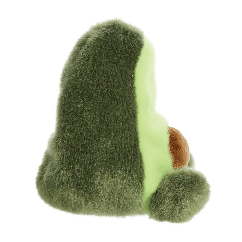 Side view of Palm Pals Airy Avocado 13cm soft toy