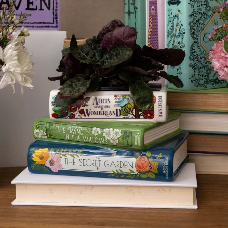 Alice in Wonderland Ceramic Book Vase Stack – Floral Classics Trio - Something Different Gift Shop