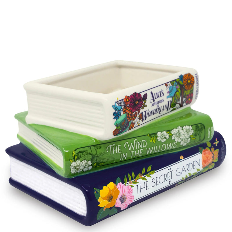 Alice in Wonderland Ceramic Book Vase Stack – Floral Classics Trio - Something Different Gift Shop