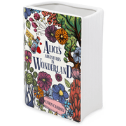 Side view of Alice’s Adventures in Wonderland book vase showing teacup and hat design