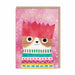 Pink Christmas card with cat wearing a red paper crown and patterned jumper, gold-foil Purrrfect Holidays text; A6, blank inside, brown kraft envelope