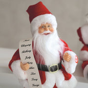 Close view of 30cm singing and dancing Santa with list, festive decoration.