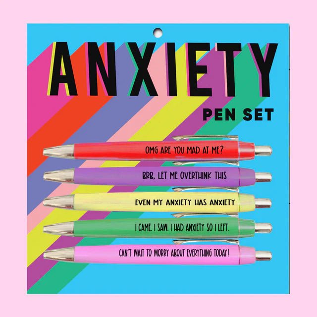 Anxiety Ballpoint Pen Set – Funny Overthinking Gifts for Men - Something Different Gift Shop