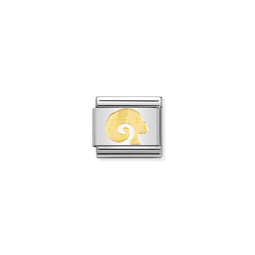 Nomination Classic Link with yellow-gold Aries ram on stainless steel