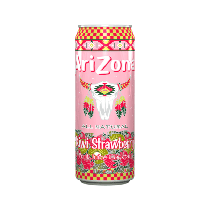 AriZona All Natural Kiwi Strawberry Fruit Juice Cocktail 680ml can with sweet strawberry and tangy kiwi flavour