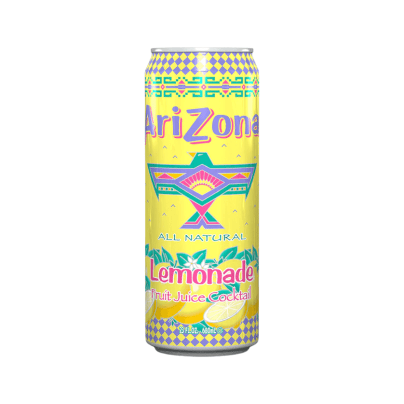 AriZona All Natural Lemonade Fruit Juice Cocktail 680ml can with sweet citrus lemon flavour