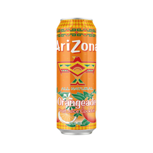 AriZona All Natural Orangeade Fruit Juice Cocktail 650ml can with sweet citrus orange flavour