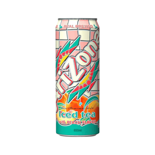 AriZona Iced Tea with Peach drink 650ml can with brewed tea and juicy peach flavour