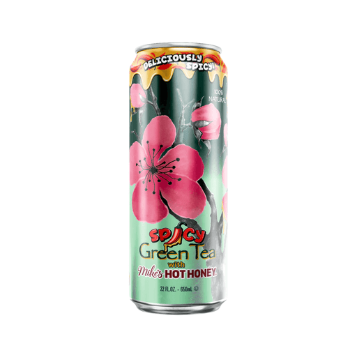 AriZona x Mike's Hot Honey Spicy Green Tea drink 650ml can with sweet and spicy honey flavour