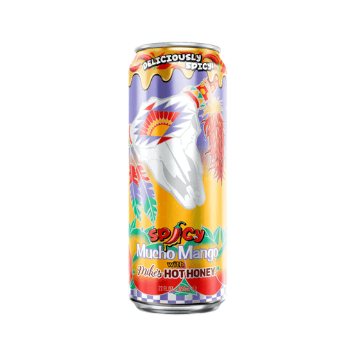 AriZona x Mike's Hot Honey Spicy Mucho Mango Juice Cocktail 650ml can with juicy mango and sweet spicy honey flavour