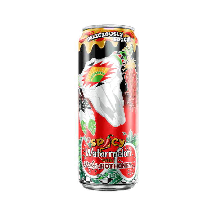 AriZona x Mike's Hot Honey Spicy Watermelon Juice Cocktail 650ml can with juicy watermelon and sweet spicy honey flavour