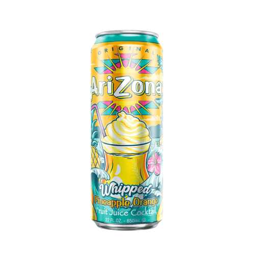 AriZona Whipped Pineapple Orange Fruit Juice Cocktail 650ml can with tropical pineapple and orange flavour