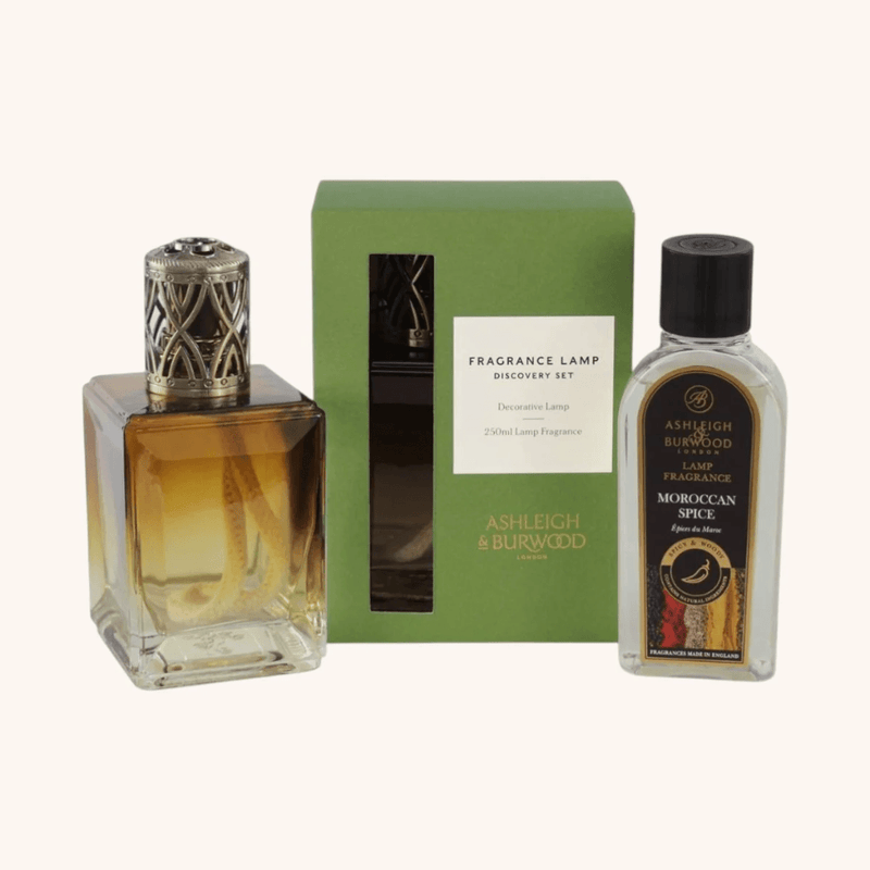 Ashleigh & Burwood Amber Fragrance Lamp Discovery Set with 250ml Moroccan Spice Lamp Fragrance