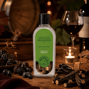 Ashleigh & Burwood Merlot at Midnight Lamp Fragrance displayed with dark berries, wine and oakwood