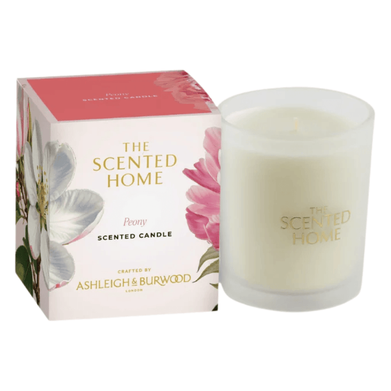 Ashleigh & Burwood The Scented Home Peony Scented Candle 170g with floral packaging