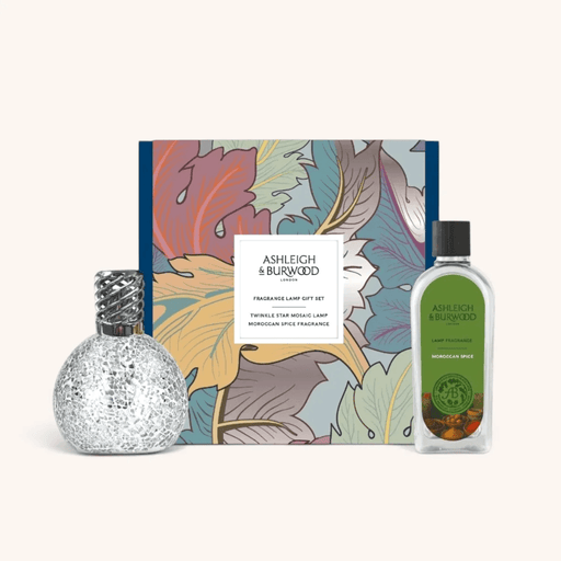 Ashleigh & Burwood Twinkle Star silver mosaic fragrance lamp gift set with Moroccan Spice Lamp Fragrance