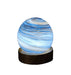 Aurora Mist planet USB night light, swirling sky-blue and misty beige globe on wooden base, 8 cm lamp gift for children