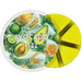 Avocado Fizz segmented wax melt pot with green wax segments and citrus avocado label design