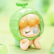 Baby Nanci Cantaloup figure with green melon helmet blowing bubble – Fruits Blind Box collectable
