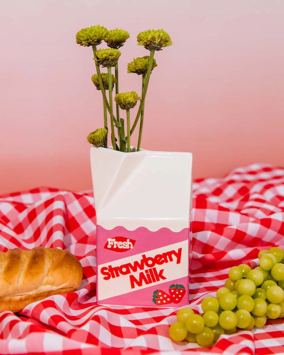 ban.do Strawberry Milk Carton Vase - Something Different Gift Shop
