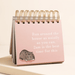 Be More Cat desktop flip chart on a stand showing a pink page with a funny cat quote about running around the house at 2am.