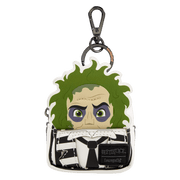 Loungefly Beetlejuice mini backpack bag charm keyring with Beetlejuice face and black-white striped suit