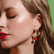 Bill Skinner Apple Blossom & Mouse Hoop Earrings close-up