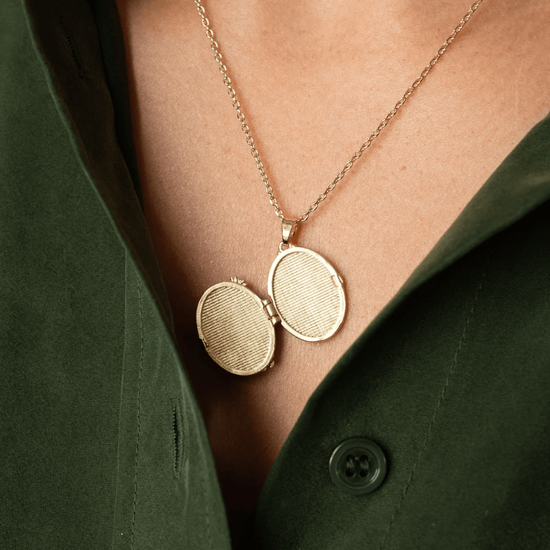 Bill Skinner Blackberry & Mouse Cameo Locket Necklace open worn