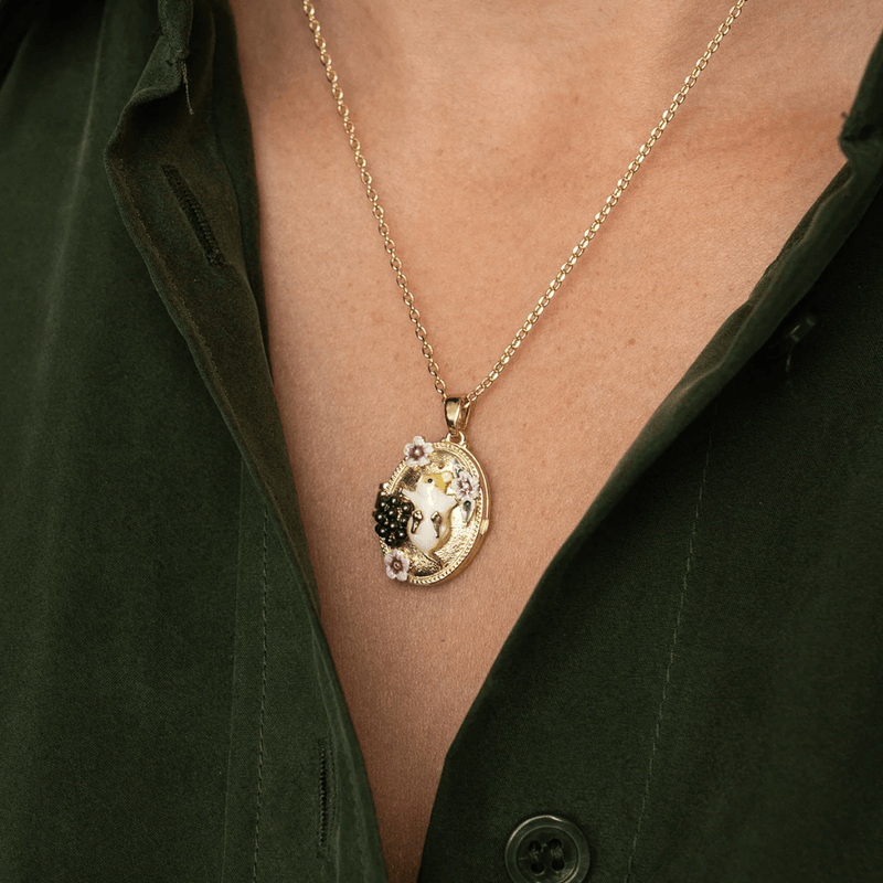 Bill Skinner Blackberry & Mouse Cameo Locket Necklace worn