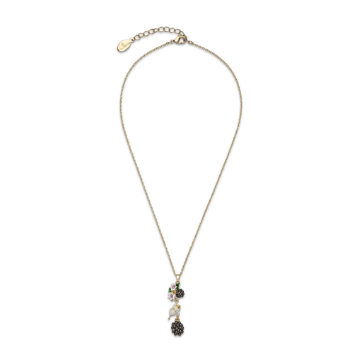Bill Skinner Blackberry & Mouse Drop Pendant Necklace with gold-plated chain