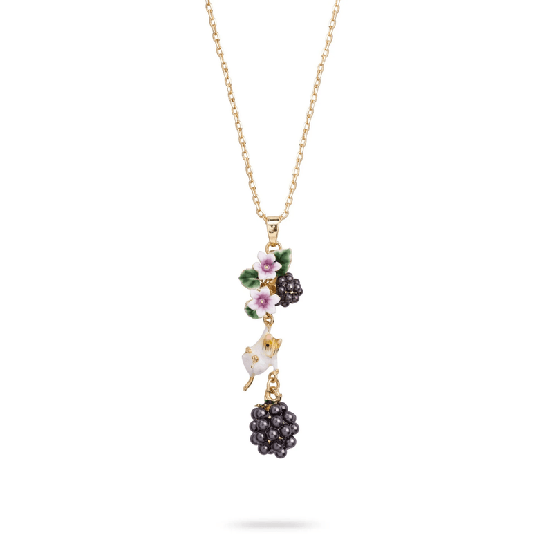 Bill Skinner Blackberry & Mouse Drop Pendant Necklace