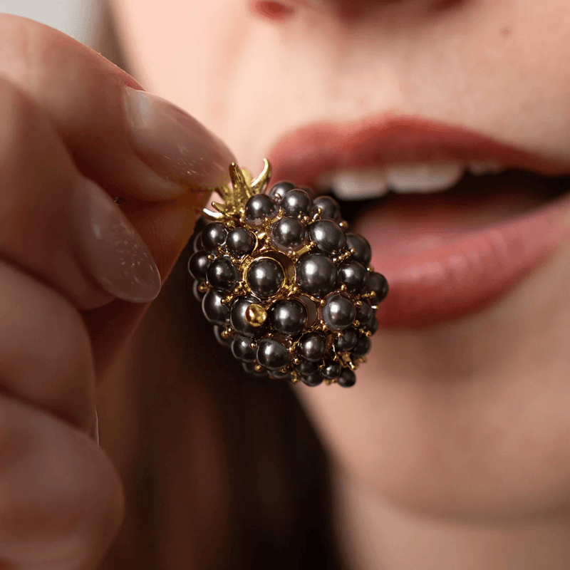 Pearlised blackberry detail on Bill Skinner locket necklace